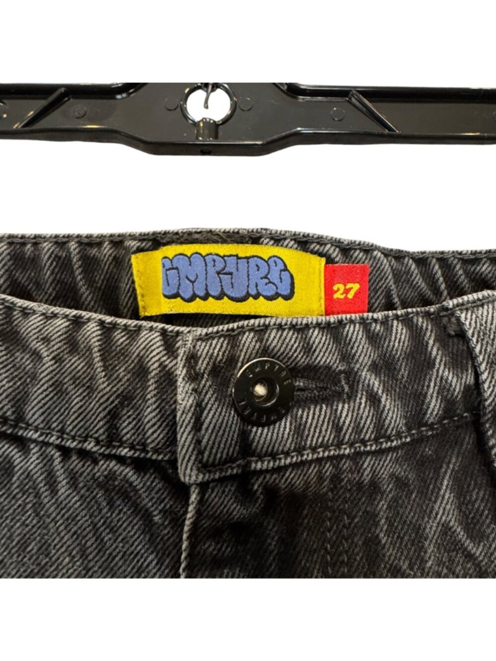 Empyre Men's Jeans Size 27 Black Acid Wash Y2K Skater Indie Casual Cropped - Picture 3 of 12